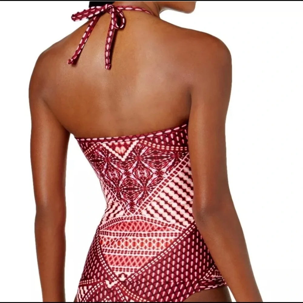 NWT Kenneth Cole Push Up Tummy Toner Tankini Swim Top M Medium Shape Enhancing - Picture 2 of 14